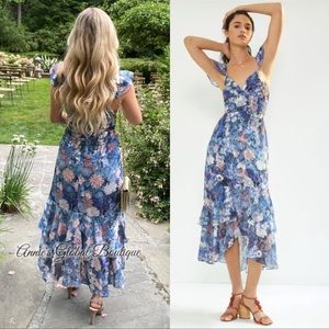 Anthropologie Hutch Floral Midi Dress Ruffle NWT Size 4